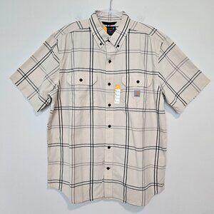 NWT Carhartt Plaid Button Down Shirts Mens Size L Cream